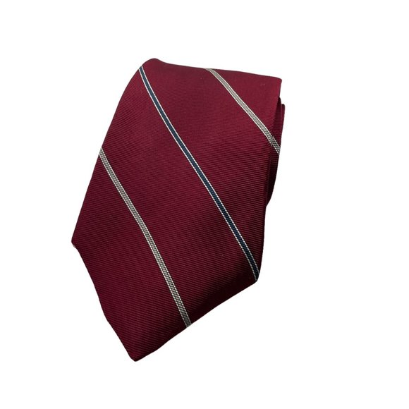 Arnie Vintage Men's Red Repp Striped Classic Silk Necktie - Picture 7 of 7
